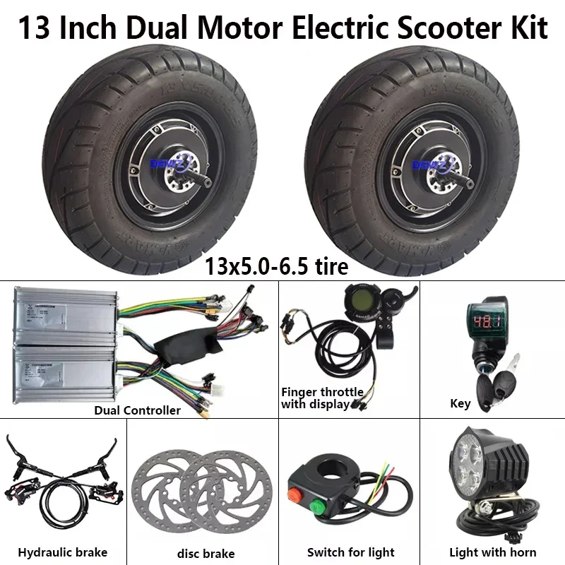 13 x5.0-6.5 pneumatico grasso da 13 pollici 60V 72V 3000W 4000W freno a disco senza spazzole senza spazzole Scooter elettrico Kit di conversione