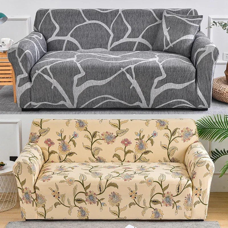 1/2/3/4 Seater Elastic Print Sofa Cover Couch Cover L-shape Armchair Slipcover
