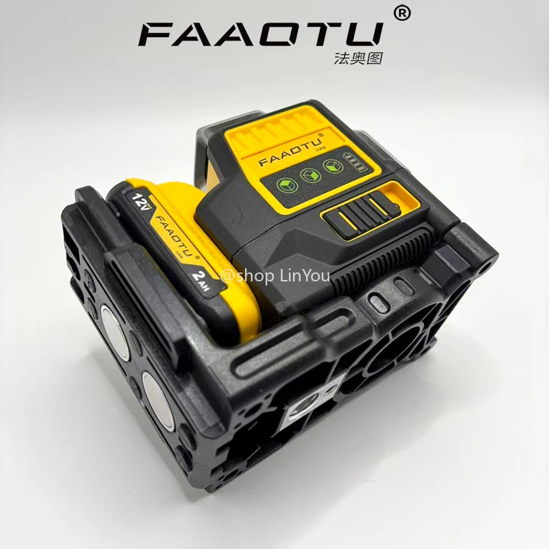 FAAOTU 089LG 3 Seiten * 360 Grad vertikale 12 V Lithiumbatterie 12 Linien Laser Level Horizontal Green Light Level Meter Outdoor