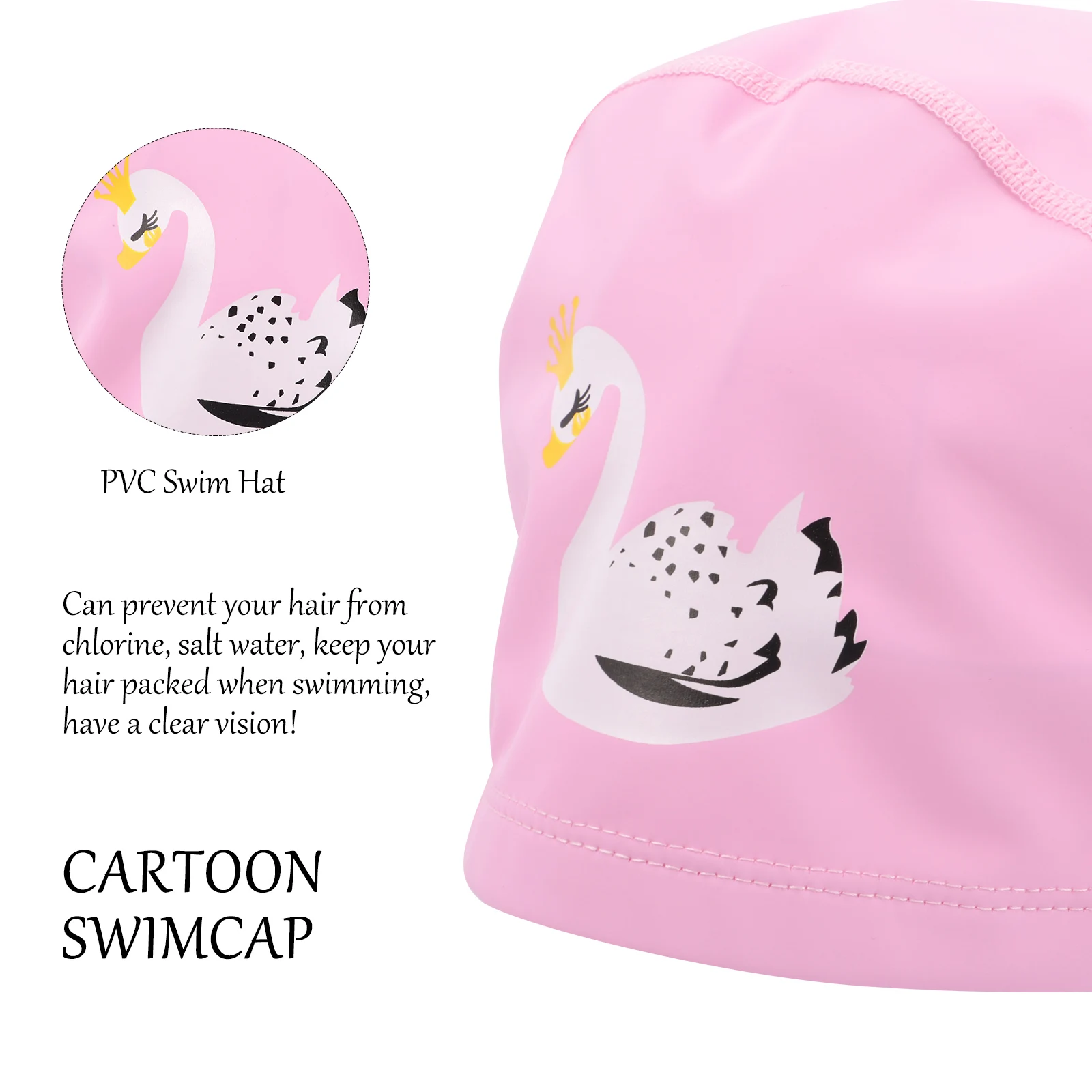 

Swim Caps PVC Swimming Hat Elastic Cartoon Design Ear Protector Waterproof Breathable for Swim Caps