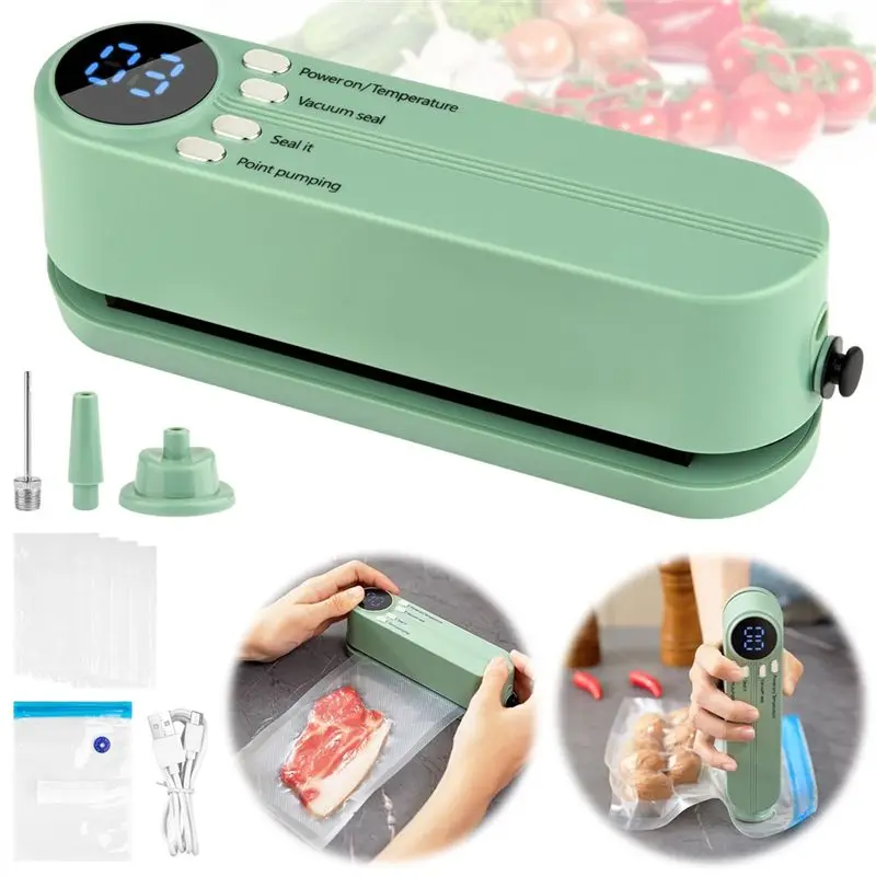 A11R Mini Vacuum Sealer Handheld Vacuum Sealer Forfood Portable Vacuum Sealer Fortravel Green