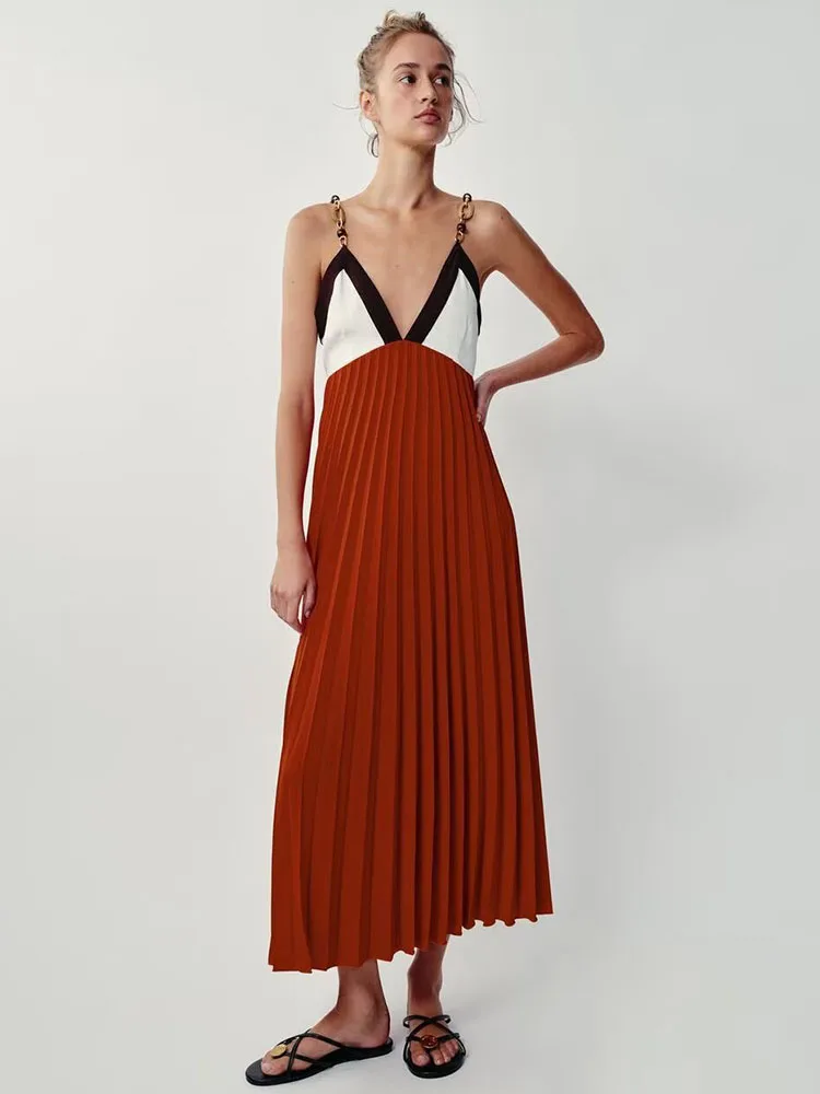 Summer 2026 New Sexy Fashion Simple Beaded Embellished Pleated Dress Gown Elegant Evening Gown Floor-Length Sleeveless Dress