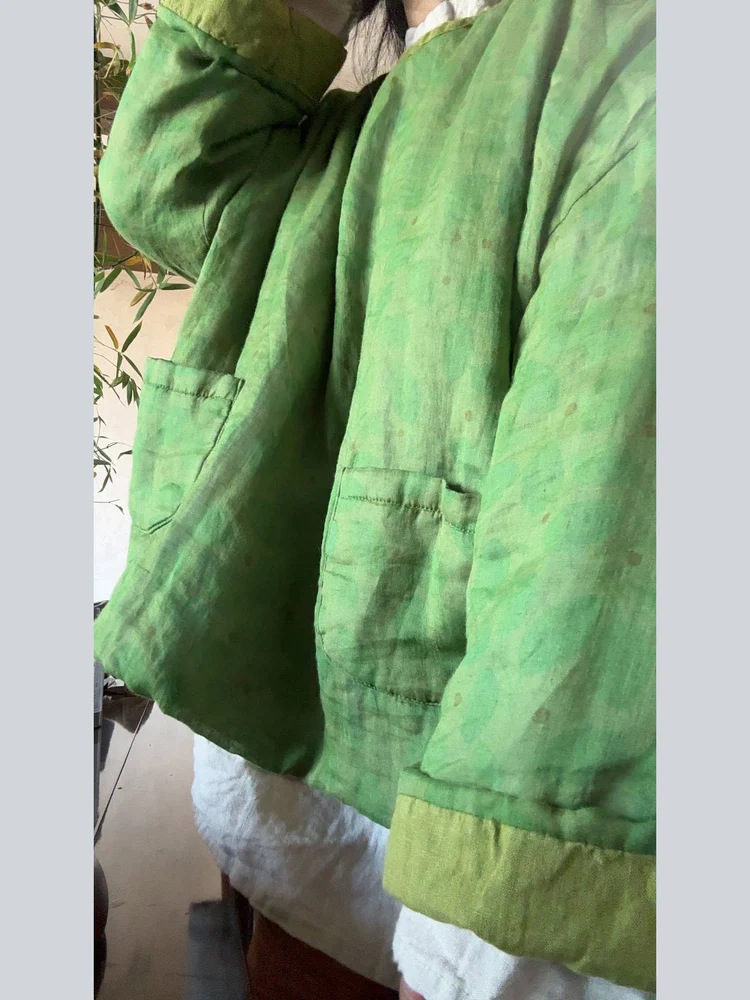 

Bancheng Original Design Casual round Neck Loose Women's Cotton Jacket High Temperature Wash Soft Flax Lightweight Cotton Coat