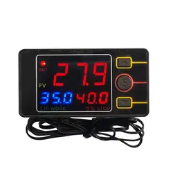 TS4586 DC12V DC24V AC110-220V Temperature Time Control Relay Active Output LED Display Thermostat NTC10K3950 1% Waterproof Probe