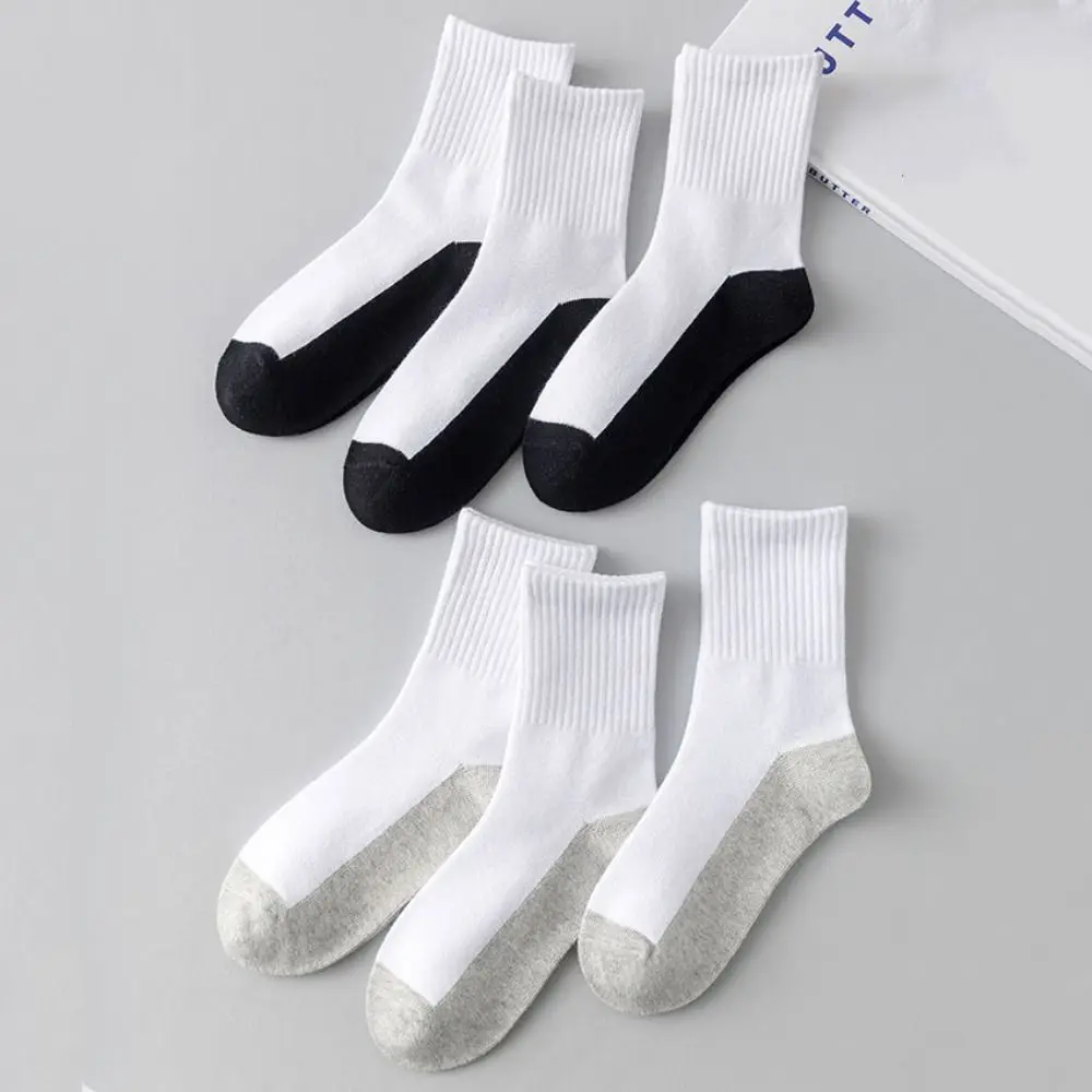 

4/6Pairs Classic Simple Men's Mid-calf Socks Non-slip Hosiery Men Tube Socks Breathable Patchwork Sports Sock Outdoor