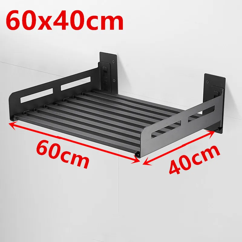 Microwave Oven Storage Holder Rack Kitchen Shelf Holder Black Stainless Steel Wall Shelf Oven Rack Kitchen Organizer Accessories