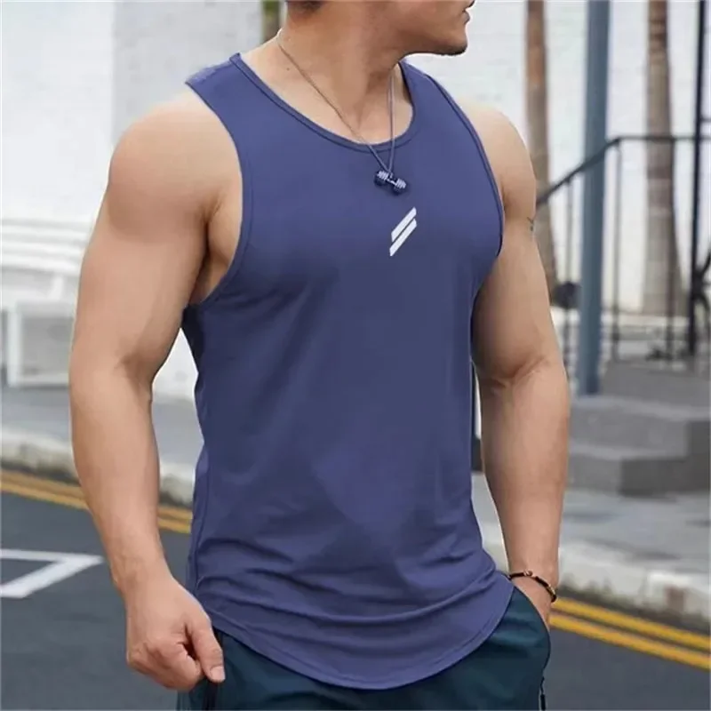 2024 sommer männer tank top Casual Rundhals Mesh Unterhemd Hemd Sport Fitness Top Ärmellose Weste Schnell Trocknend trainings weste