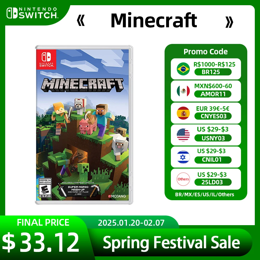 Minecraft -100% Original Nintendo Switch Deals - Adventure Simulation Genre Support TV Tabletop Palm Mode for Switch OLED Lite