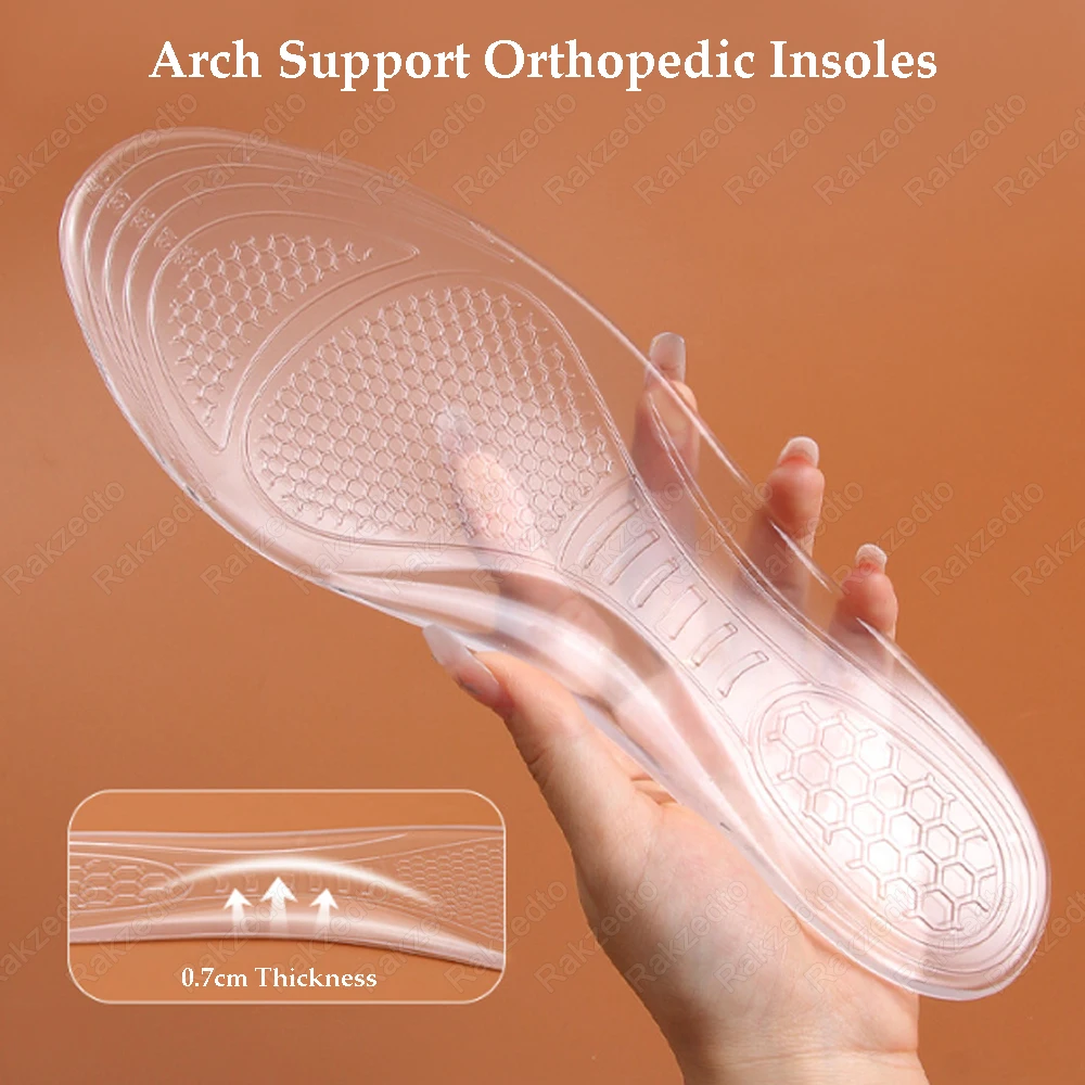 Silicone Orthopedic Shoe Pads for Flat Feet Arch Support Insoles for Shoes Man Woman Soft Gel Shock Absorbing Insoles for Boots
