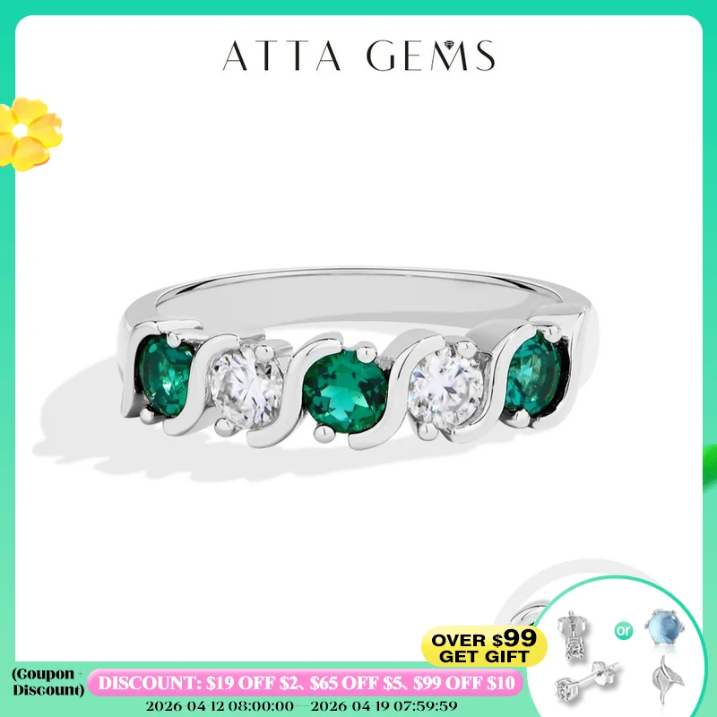 

ATTAGEMS Light Luxury Lab Emerald Moissanite Rings Fashion Women Rings 925 Sterling Silver Ring Party Hot Statement Jewelry Gift