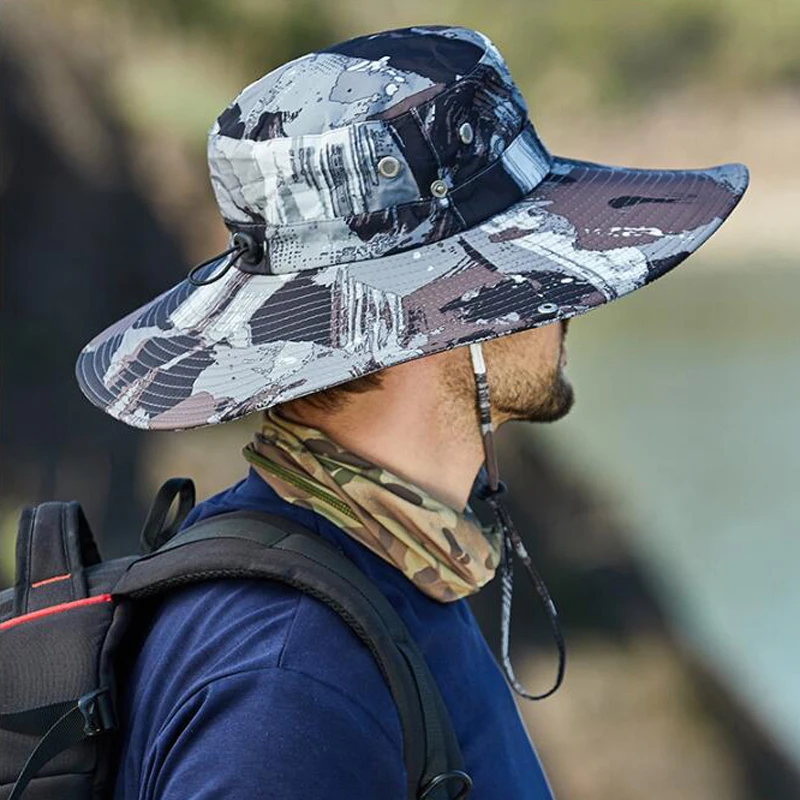 Camouflage Summer Quick Dryng UV Protection Fisherman Cap Face Neck Cover Outdoor Fishing Cycling Men Visor Hat Women Bucket Hat