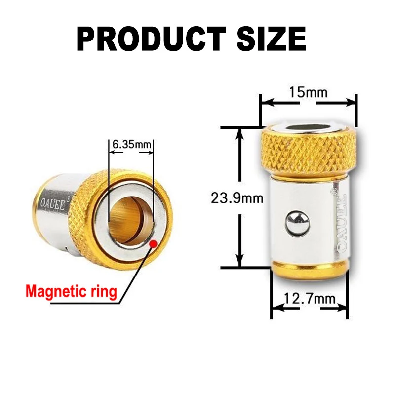 1/4\'\' Magnetic Bit Holder Alloy Anti-skid Electric Magnetic Ring For 6.35 mm Screw Drill Tip Adjustable Strong Magnetizer Tools