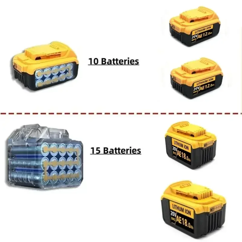 New 100% Original 18000mAh 20V for Dewalt Power Tool Battery DCB200 20V 18.0Ah Battery DCB206 20V Battery DCB205 DCB200