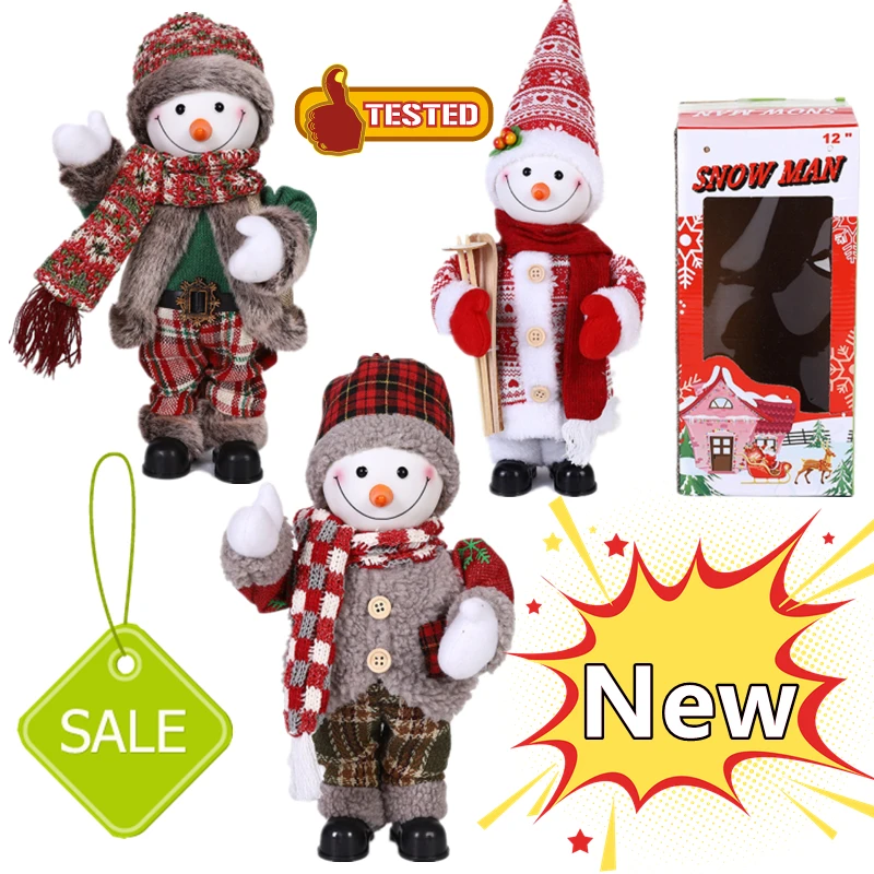 Newest Electric Christmas Santa Claus Snowman Decorative Ornament Christmas Children's Toys Gifts Christmas Music Swing Snowman