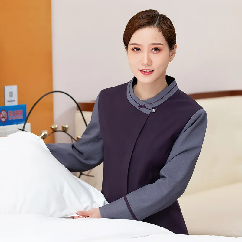ホテルケータリングクリーニングユニフォーム長袖ハウスキーピングプロパティ秋冬衣装モールゲストハウスルーム AuntiePAWork 制服