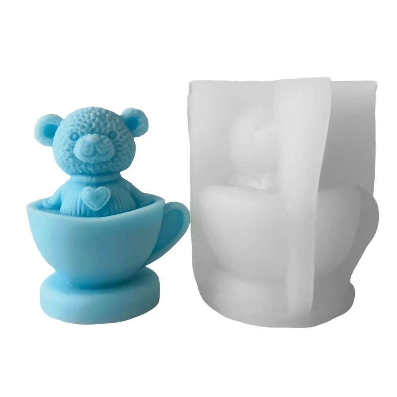 

MXME Handmade and Ornament Making Mold Versatile Cup Bear Silicone Mold for Candle Resin Ornament Making