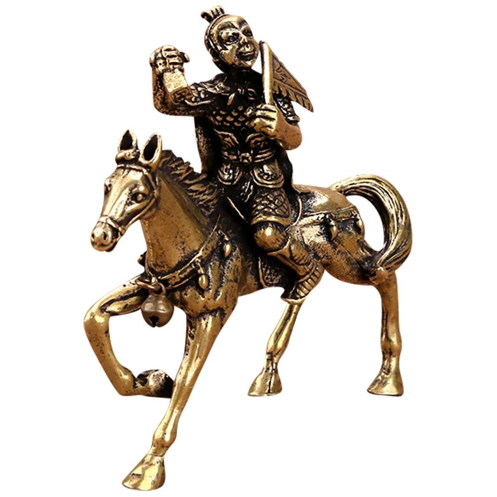 

Monkey Riding Horse Statue Brass Desktop Adornment Official Seal Ornaments Feng Shui Figurine Practical