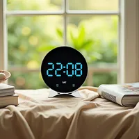 LED Digital Alarm Clock Week Date Temperature Display Brightness Adjustable 2 Alarms Night Mode Table 12/24H Electronic Clock