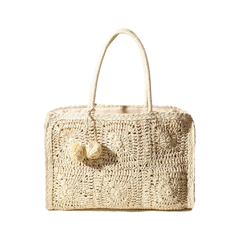 

Large Capacity Woven Straw Bag Shoulder Bags For Women Hollow Rattan Bag Shopper Bags Bohemia Tote Purses Handbag Ins