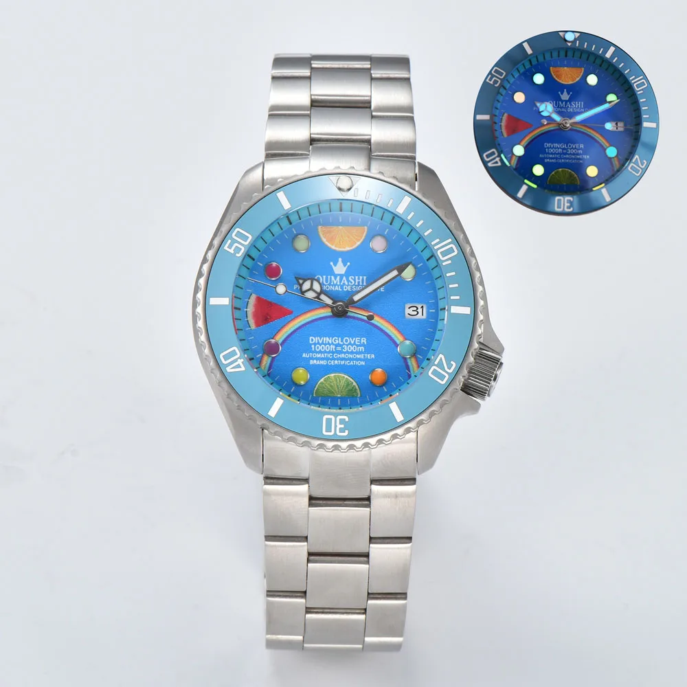 นาฬิกาดำน้ำ 40.5 มม. รุ่น NH35 สำหรับผู้ชาย พร้อมกลไกอัตโนมัติแท้จากญี่ปุ่น NH35/NH36 สายสแตนเลสสตีล 316L  รับสลักโลโก้