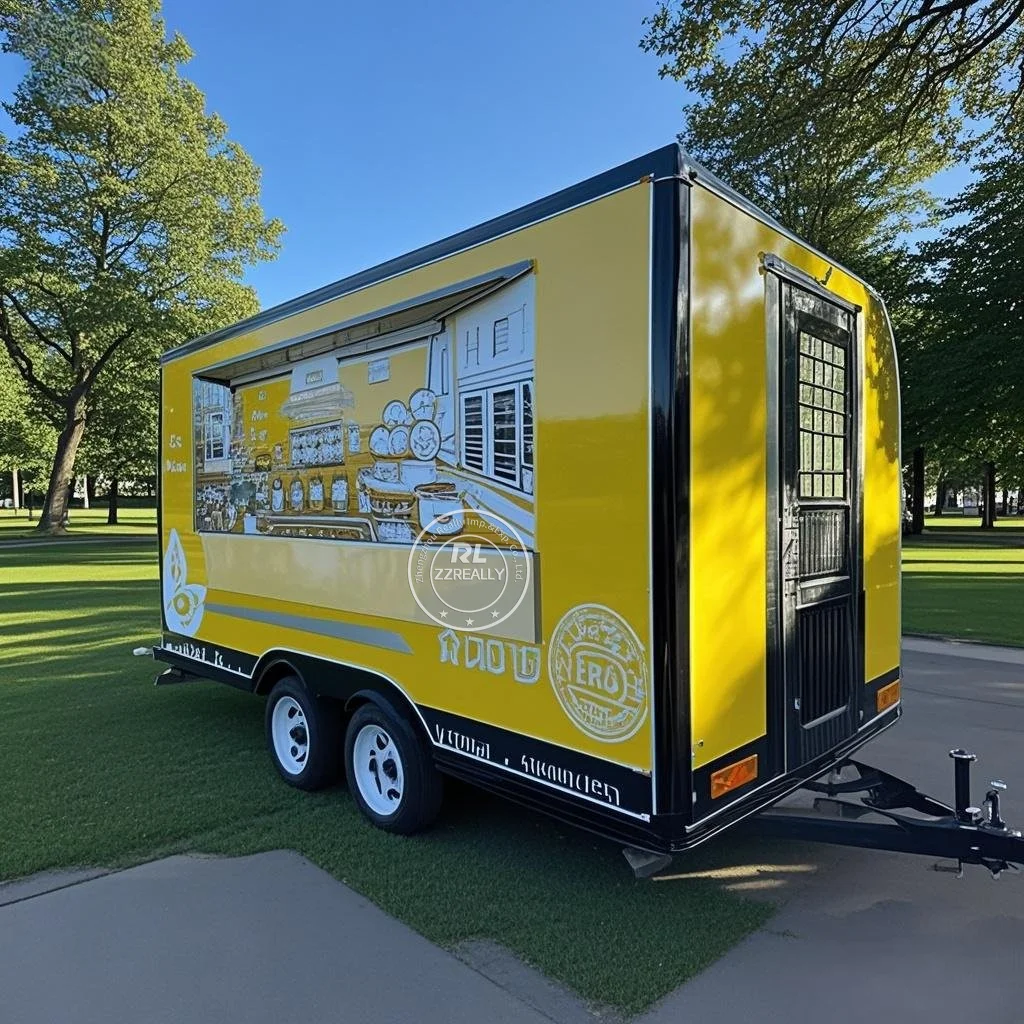 Customized Mobile Food Trailer Ice Snack Vending Cart Street Mobile Kitchen Customized Fully Equipped Food Truck