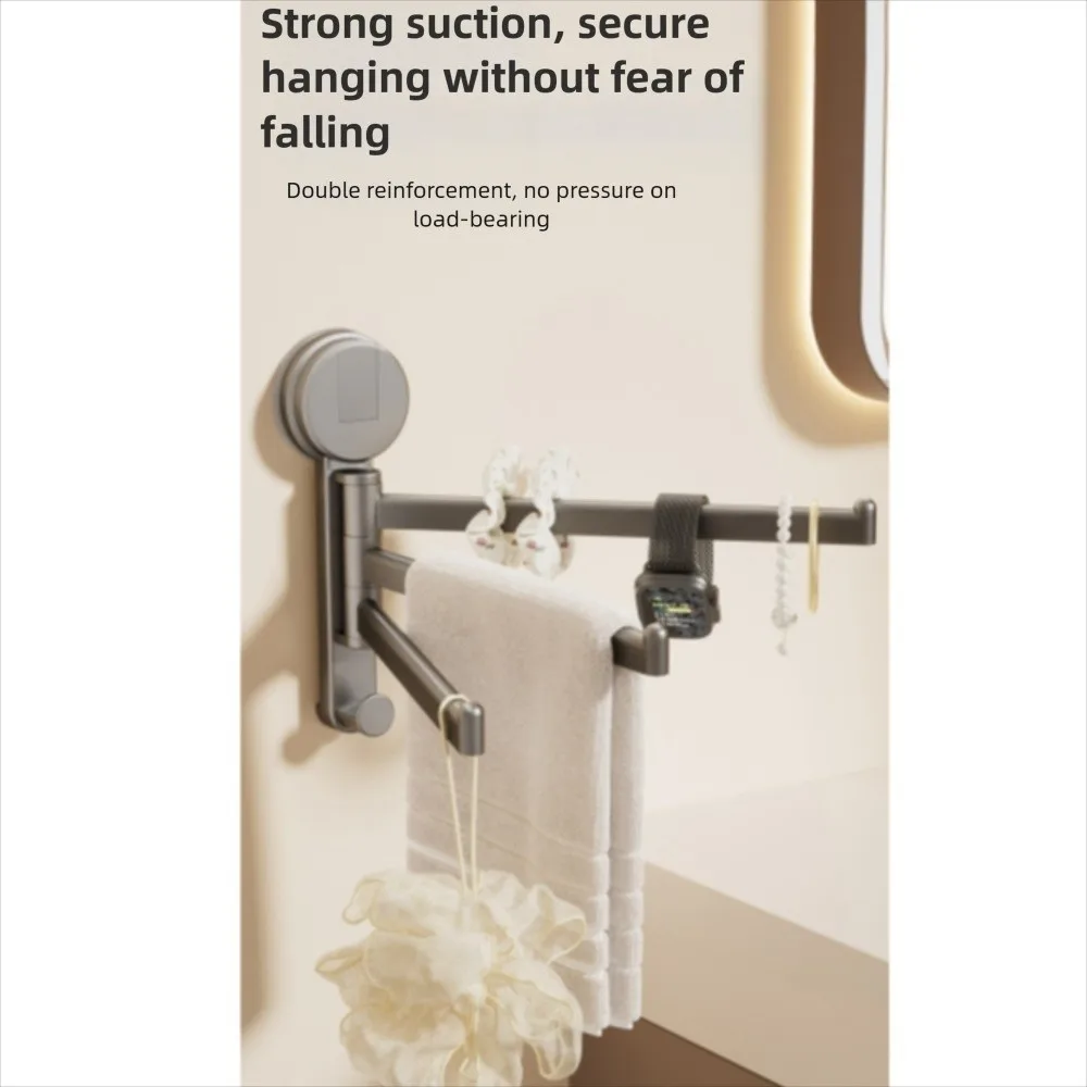 

No Need To Drill Suction Cup Rotating Towel Rack Towel Holder Towel Hanger Multi-bar Folding Rack Rotatable Wall Mounted