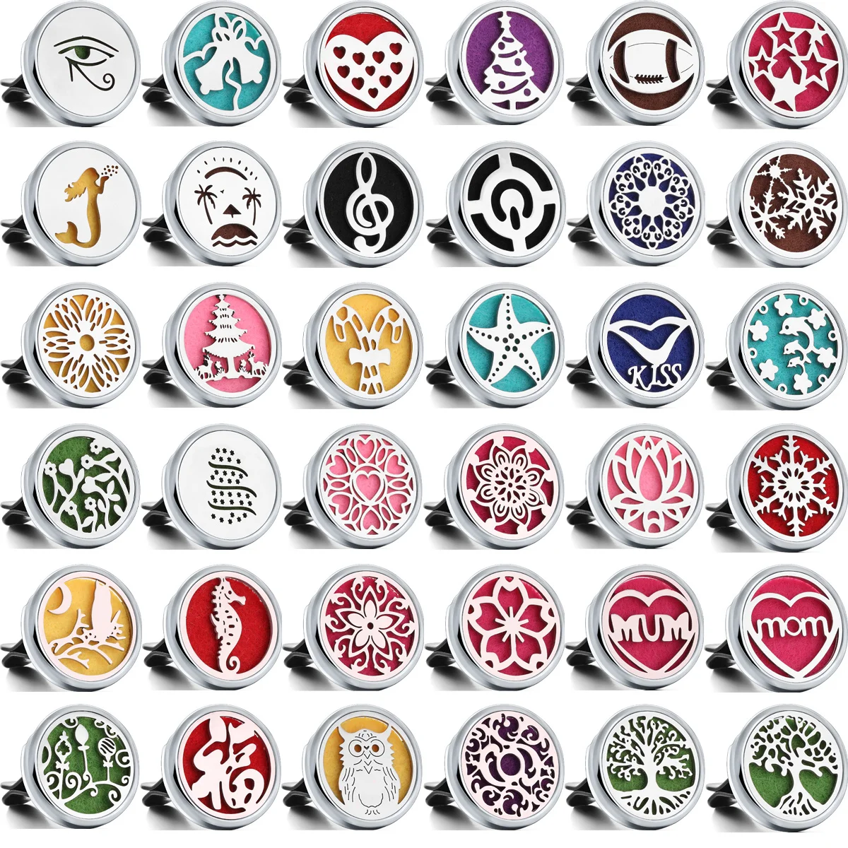10pcs Assorted Styles Refillable Car Air Freshener Perfume Diffuser Clip, Auto Air Vent Car Interior Accessories