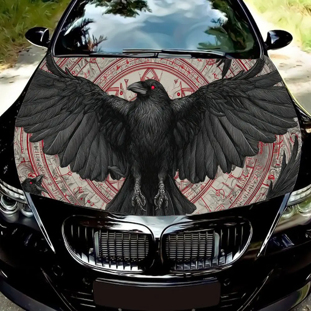 

Mystic Rune Black Raven Print ПВХ автомобильные виниловые обертки, самоклеящаяся водонепроницаемая наклейка на капот автомобиля, защита украшения автомобиля St
