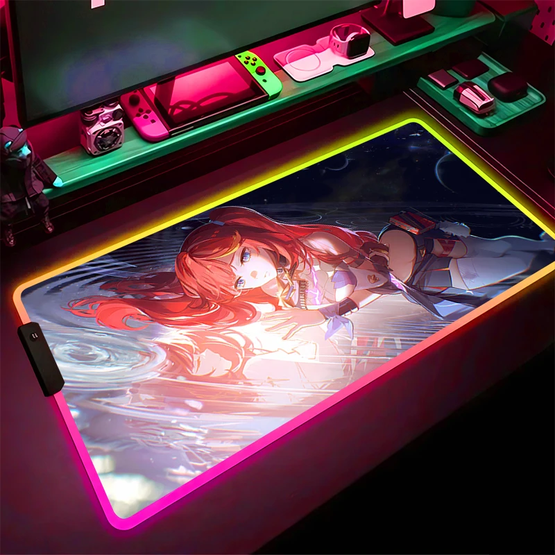 

RGB Game Mouse Pad Non-Slip Rubber Edge locking mousepads Game play mats notebook computer Honkai Impact 3 Fashion Home Decor