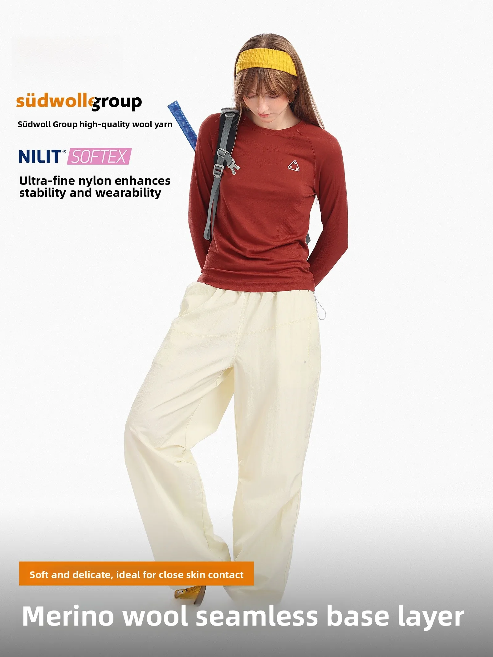 Machine Washable Merino Quick Dry Long Sleeve T-Shirt Women's Outdoor Sports Wool Blend Comfortable Breathable Anti-Bacterial