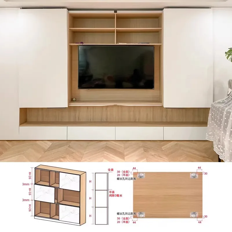 Slotted-free TV cabinet track push-pull translation door pulley external hanging door slide rail hardware accessories