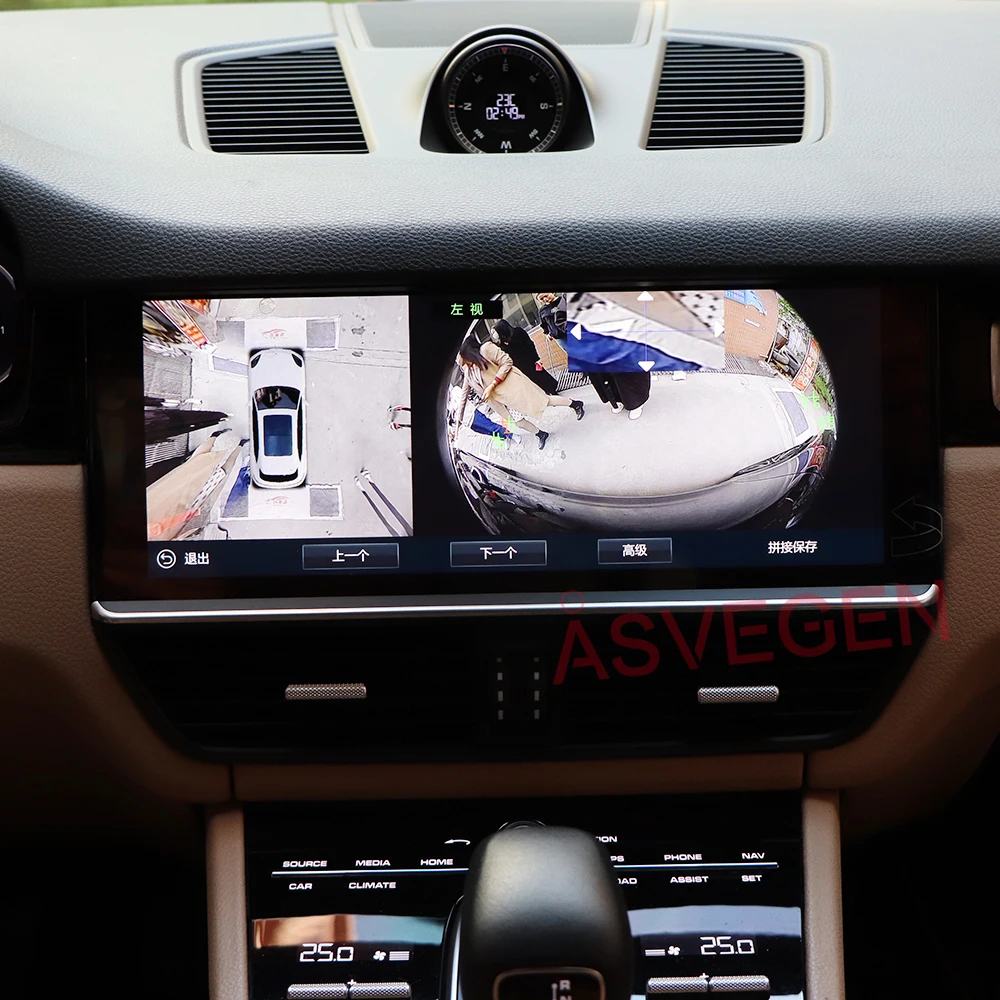 3D 360 Surround View Camera for Porsche Cayenne 2019 Only Bird Eye Reverse Rearview Cam E3 4 Way DVR Recording Monitor System
