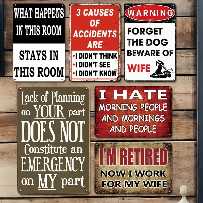 ¡6 carteles de metal retro, cartel de hojalata vintage para pared, perfecto para Bar Man Cave Home, estilo granja, fácil de colgar, gran juego de regalo!