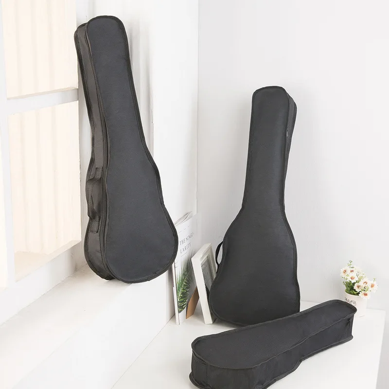 21 / 23 / 26 Inch Portable Ukulele Bag Black Soft Case Monolayer Bag Single Shoulder Backpack Padded