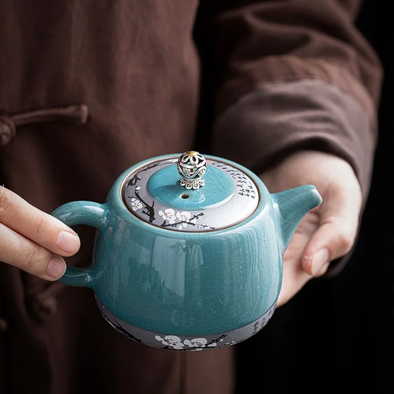 Ge Kiln Ceramic Teapot Drinkware Gift Box Home Office Tea Pot Chinese Style
