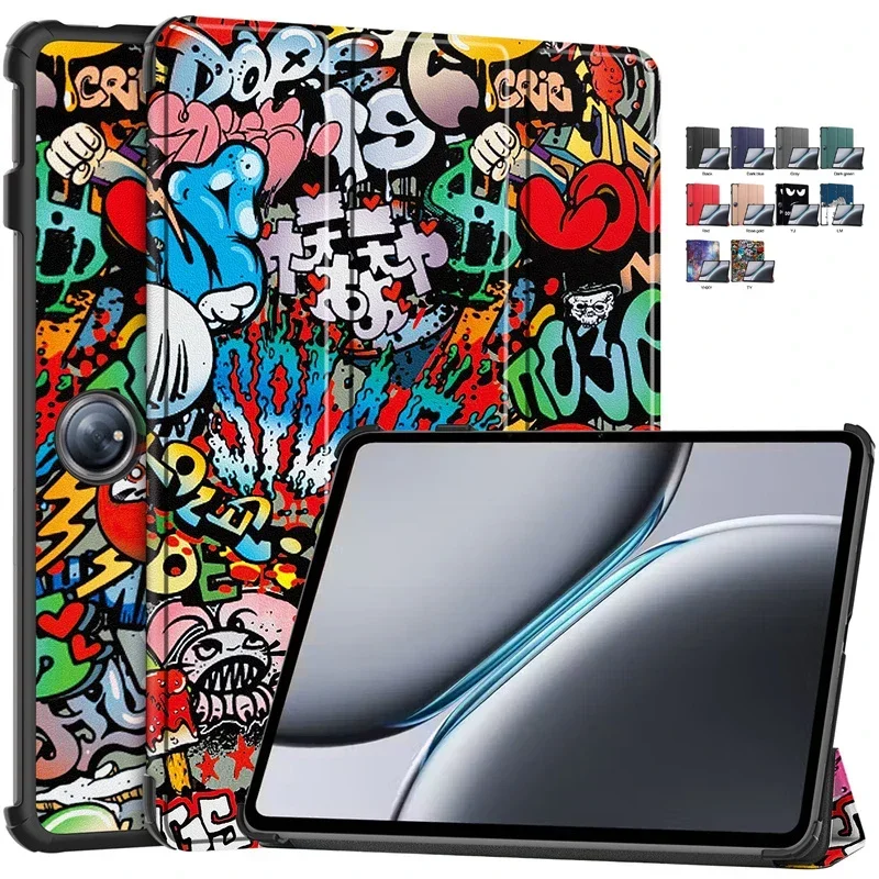 

For Oneplus Pad 2 Cases 12.1" Tri-Fold Leather Painted Stand Hard Smart Cover for Oneplus Pad Pro Tablet Case 2024 Funda