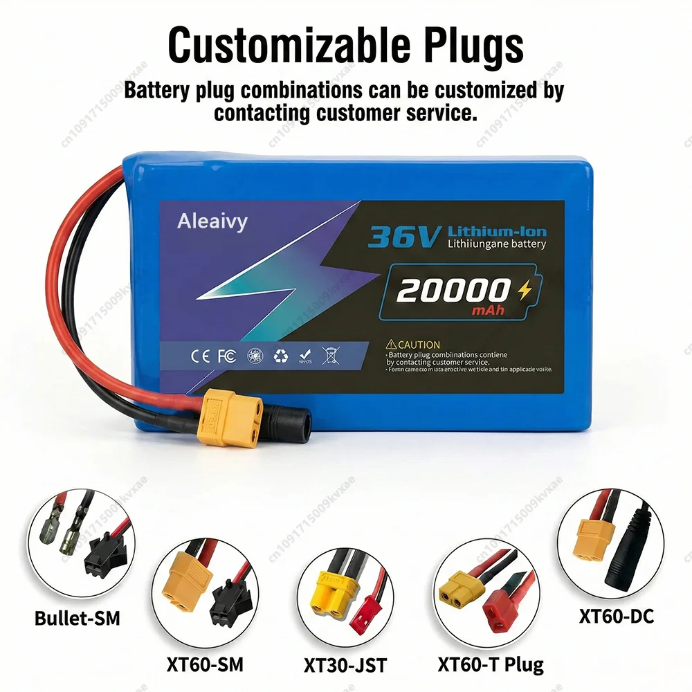 36V 20Ah Lithium Battery 10S4P 18650 Pack For Electric Scooter Balance Bike 350W 500W Motor High Capacity Rechargeable With BMS view 5
