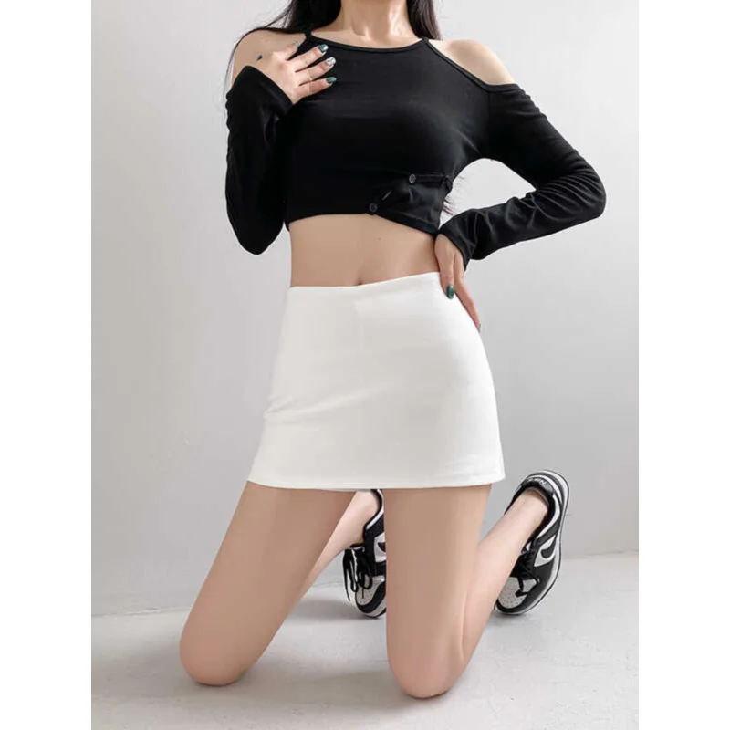 

Белая юбка трапециевидной формы, женская сексуальная утягивающая одношаговая антилегкая юбка, повседневная облегающая юбка из полиэфирного волокна со средней талией