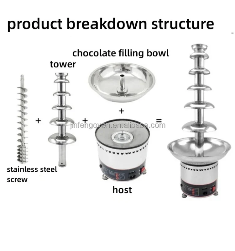 304 stainless steel large chocolate fountain machine/7-layer