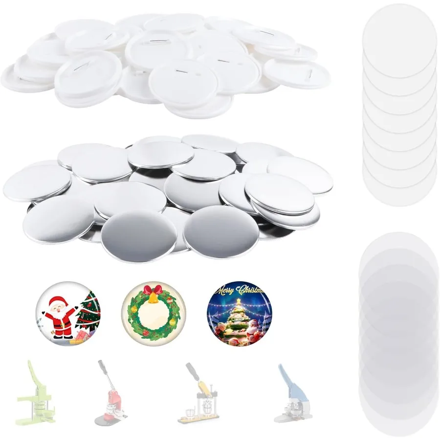 

100 комплектов 75 мм 2,25 дюйма, принадлежности для изготовления кнопок, детали для задней кнопки для машины для изготовления значков, включая пластиковые металлические чехлы Bla