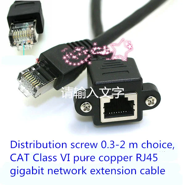 Gigabit network extension cable RJ45 CAT6 pure copper tape fixing seat ear lock screw panel network cable 0.3/0.6/1/1.5/2/3 m