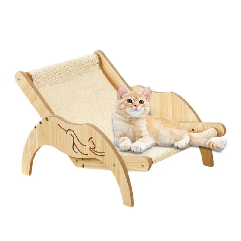 

Cat Sisal Chair Kitten Raised Bed Cozy Cat Lounger Cat Chair Hammock Adjustable 3-Height Scratcher Kitten Raised Bed For Small