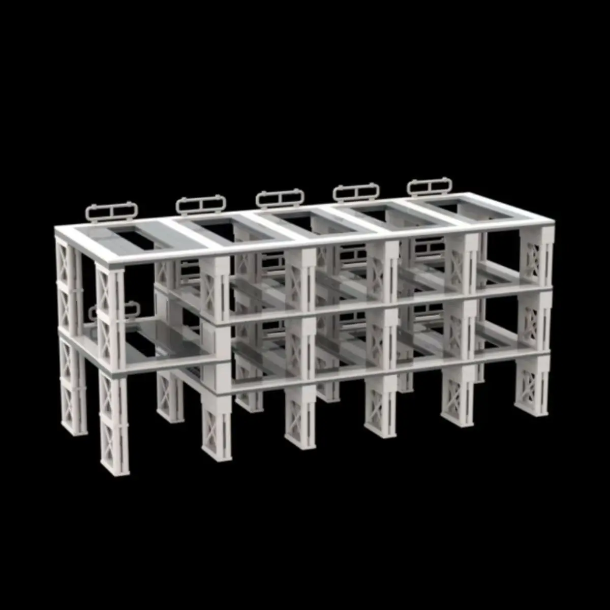 MOC-185350 Electronic Drawing and Building Blocks Set for 8-Slot Aerial Parking Lot 679 PCS Light Grey Guardrail Birthday Gifts