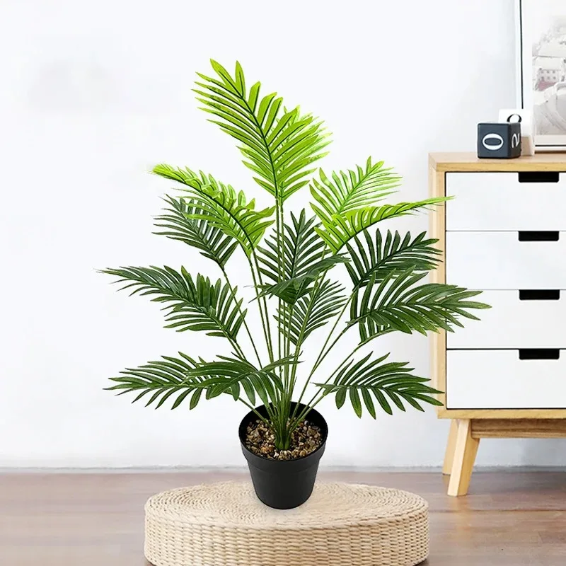 90cm Large Artificial Palm Tree Tropical Fake Plant Green Plastic Palm Leaf Branches Suitable for Home Garden Decoration