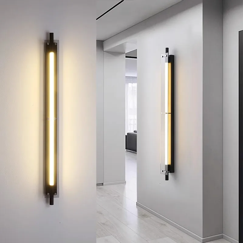 

Modern Long Strip Wall Light Living Room Corridor Homestay Glass LED Wall Lamp Hotel Industrial Retro Black Sconce Home Decor