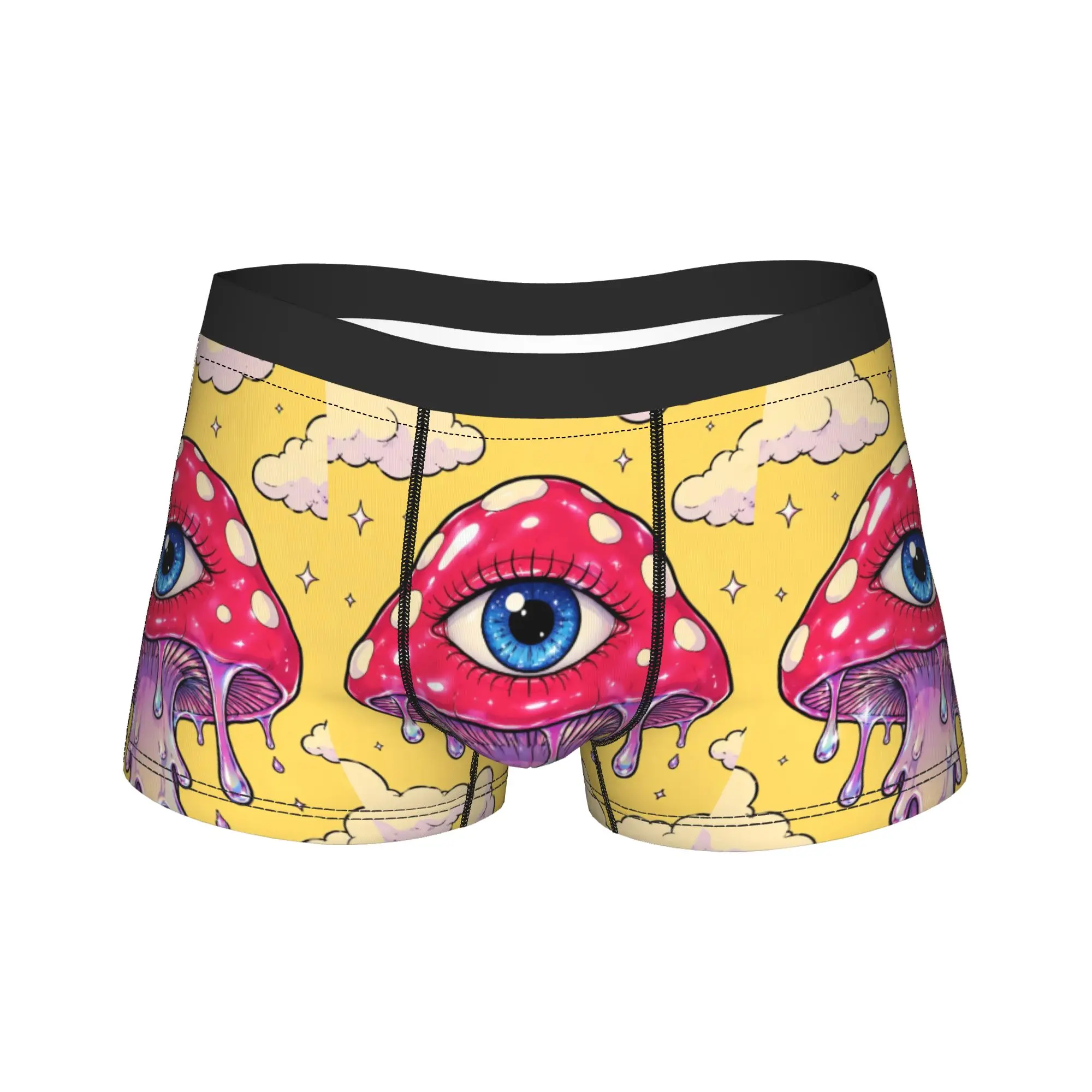 Cartoon Graffiti Pink Dripping Mushroom Shorts Briefs  Underwear Hot Sale Men Comfortable Trunk Custom Plus Size Panties