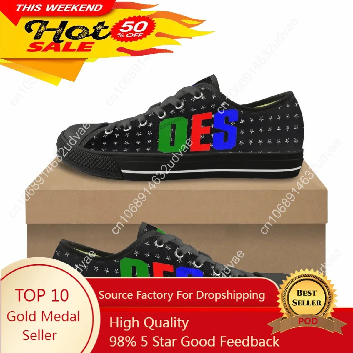 

Women's Low Top Canvas Shoes New Hot Order Of The Eastern Star Sisterhood Printed OES Casual Flat Shoes Ladies Lace Up Sneakers