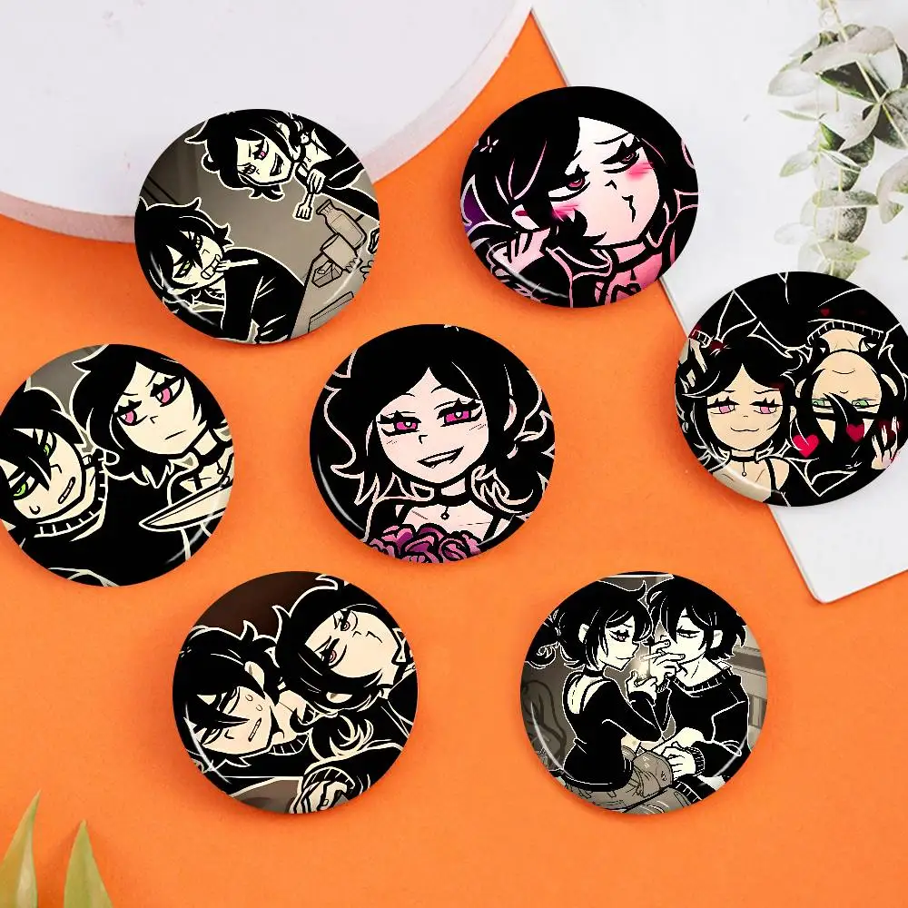 Anime The Coffin Of Andy And Leyley Creative Pins Funny Faces Round Snap-in Brooch Badge Backpack Hat Accessories Jewelry Gifts