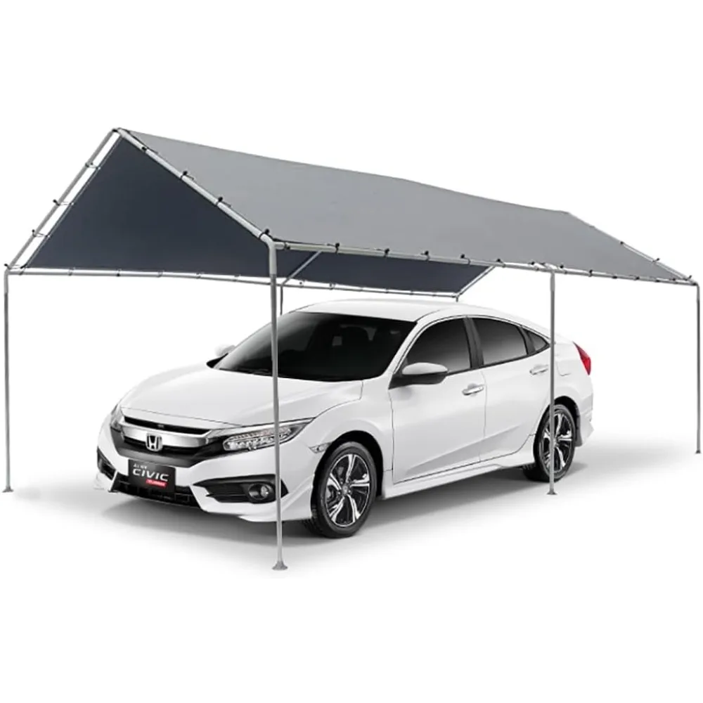 

10-Feet by 20-Feet, 1 3/8-Inch Steel Frame, 6-Leg, Carport, Grey, KMK1PCS