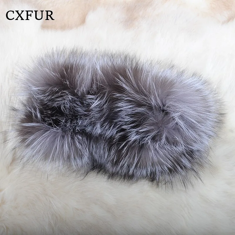 Handmade Women Winter Neck Warmer Real Sliver Fox Fur Ring Scarf CX-S-183A